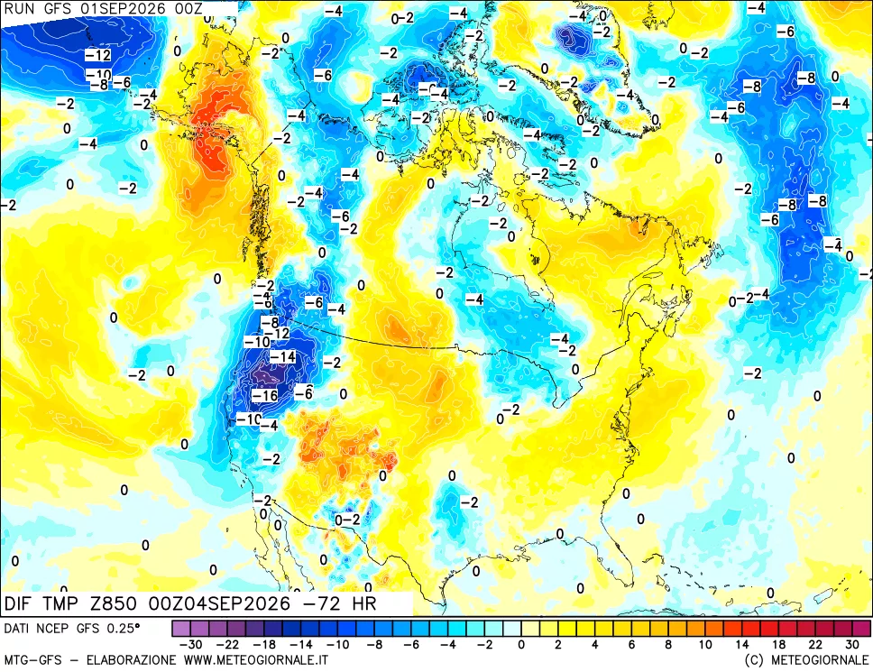 mappa 850 hPA Dif. Temp - Init