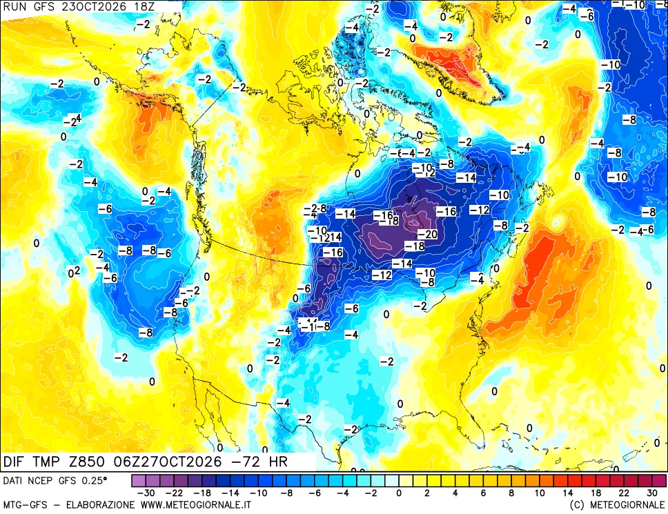 mappa 850 hPA Dif. Temp - Init