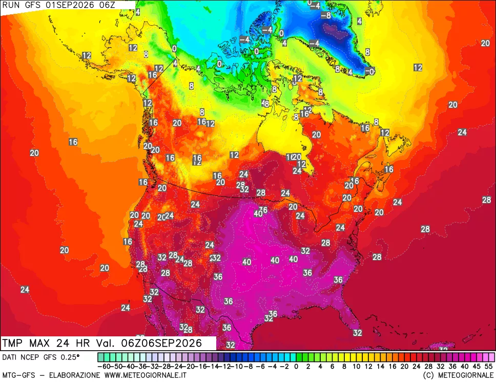 mappa Temperatura massima 24 ore