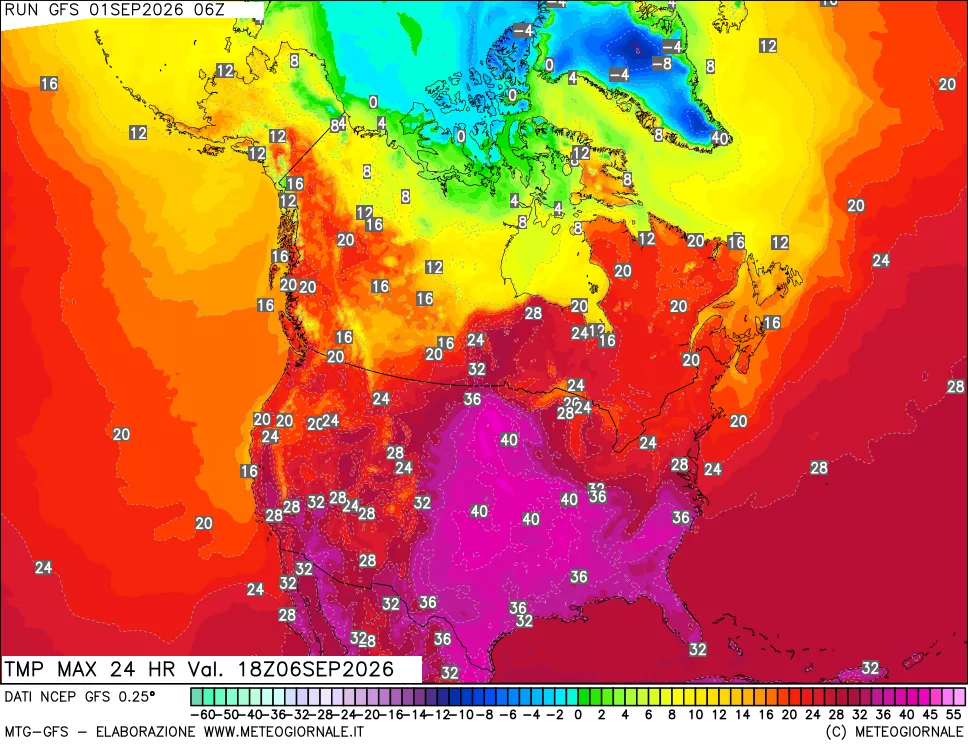 mappa Temperatura massima 24 ore