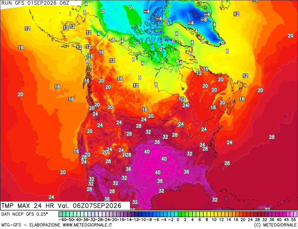 mappa Temperatura massima 24 ore