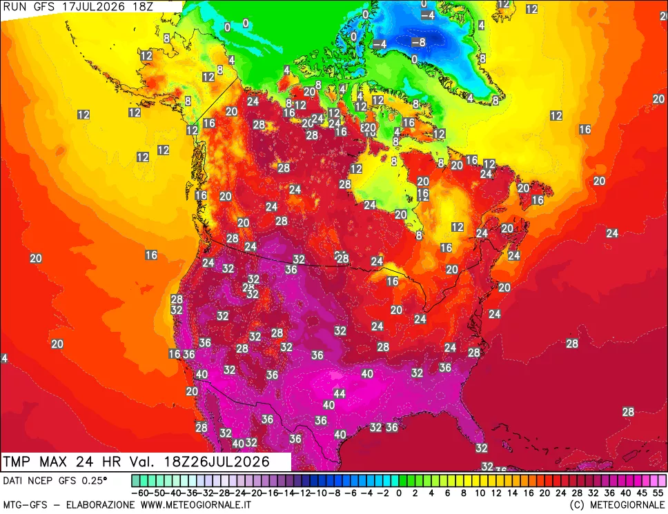 mappa Temperatura massima 24 ore