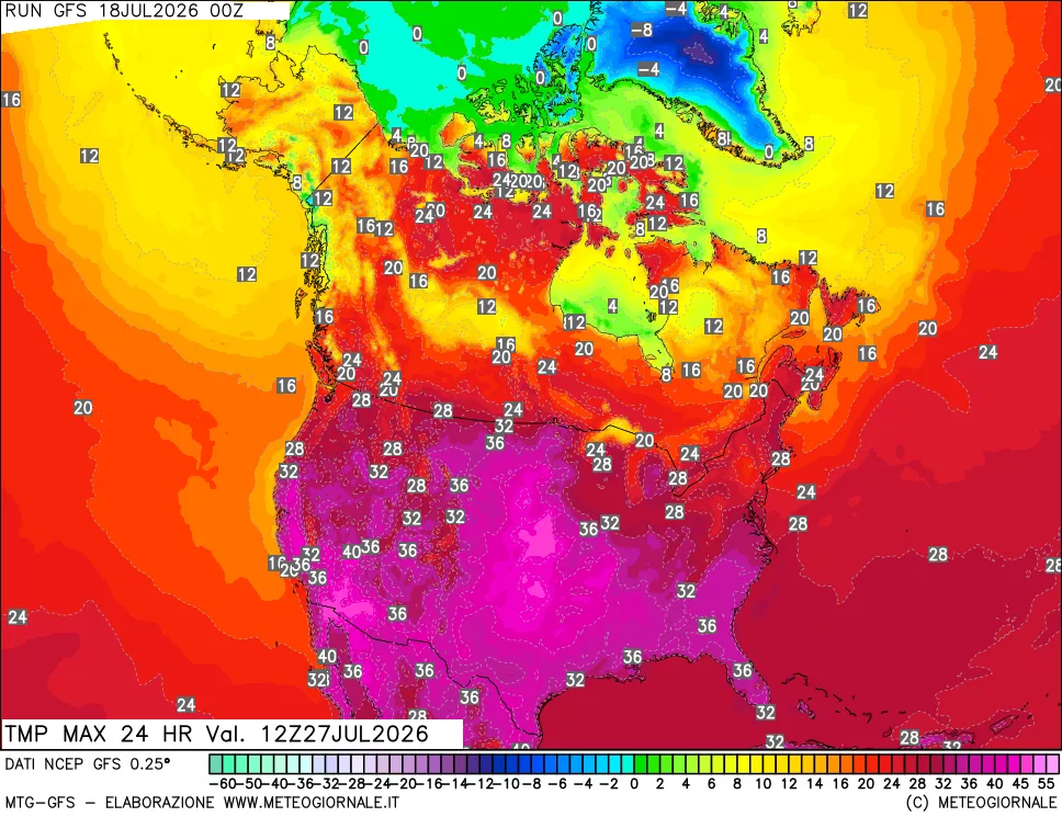 mappa Temperatura massima 24 ore