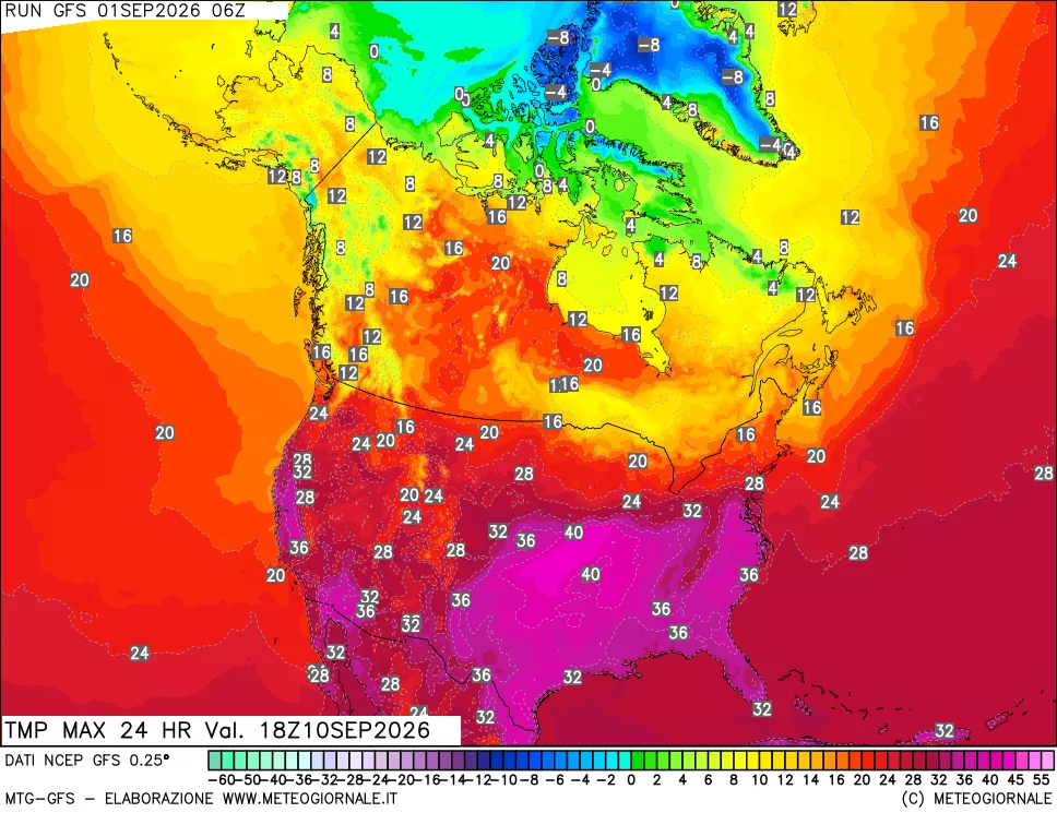 mappa Temperatura massima 24 ore
