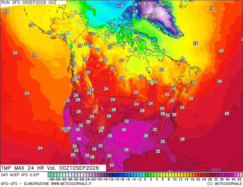 mappa Temperatura massima 24 ore