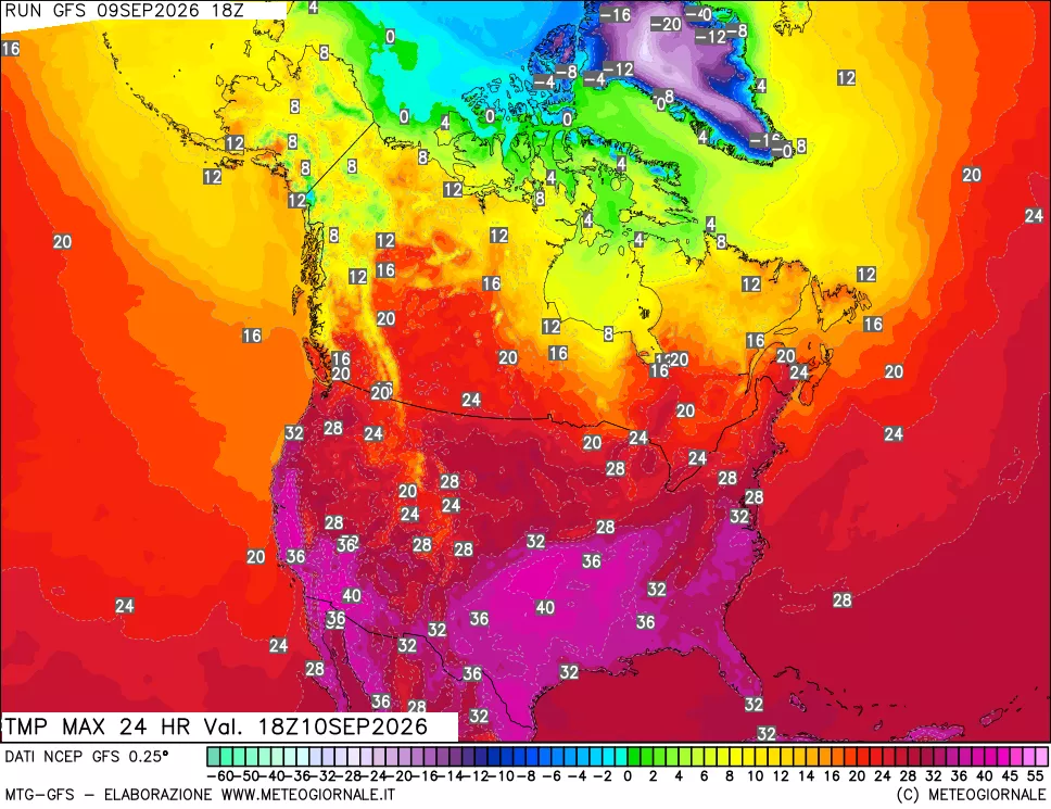 mappa Temperatura massima 24 ore