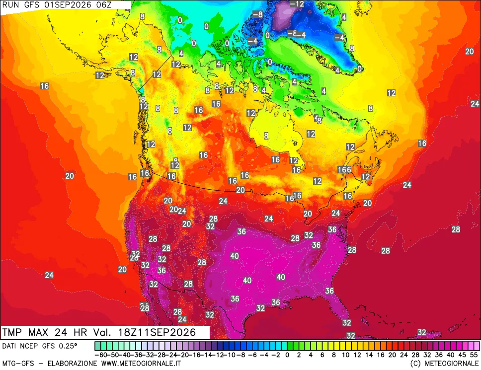 mappa Temperatura massima 24 ore