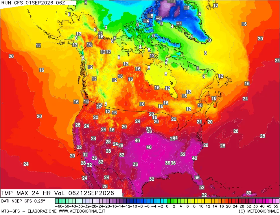 mappa Temperatura massima 24 ore
