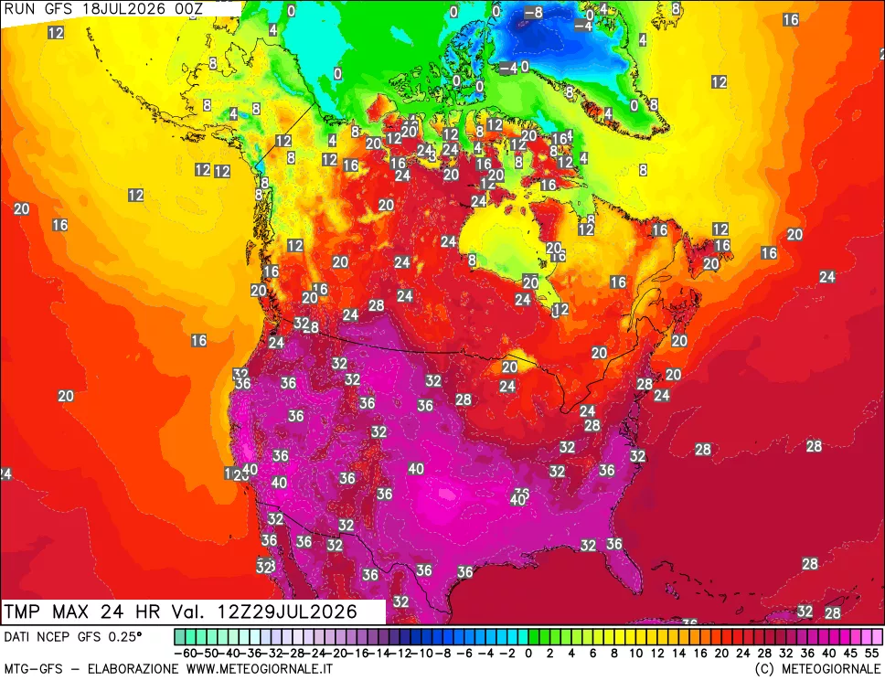 mappa Temperatura massima 24 ore