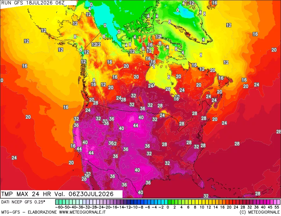 mappa Temperatura massima 24 ore