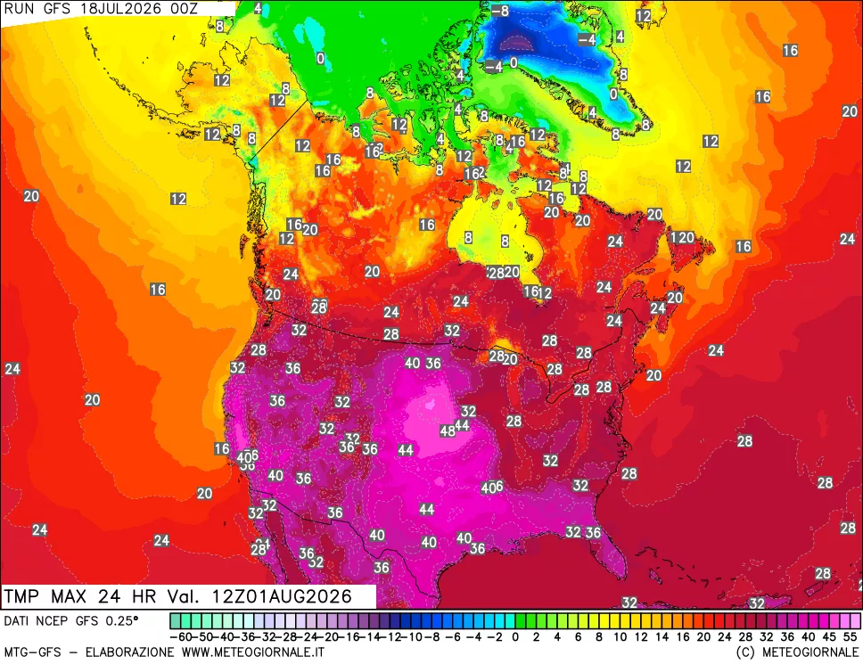 mappa Temperatura massima 24 ore