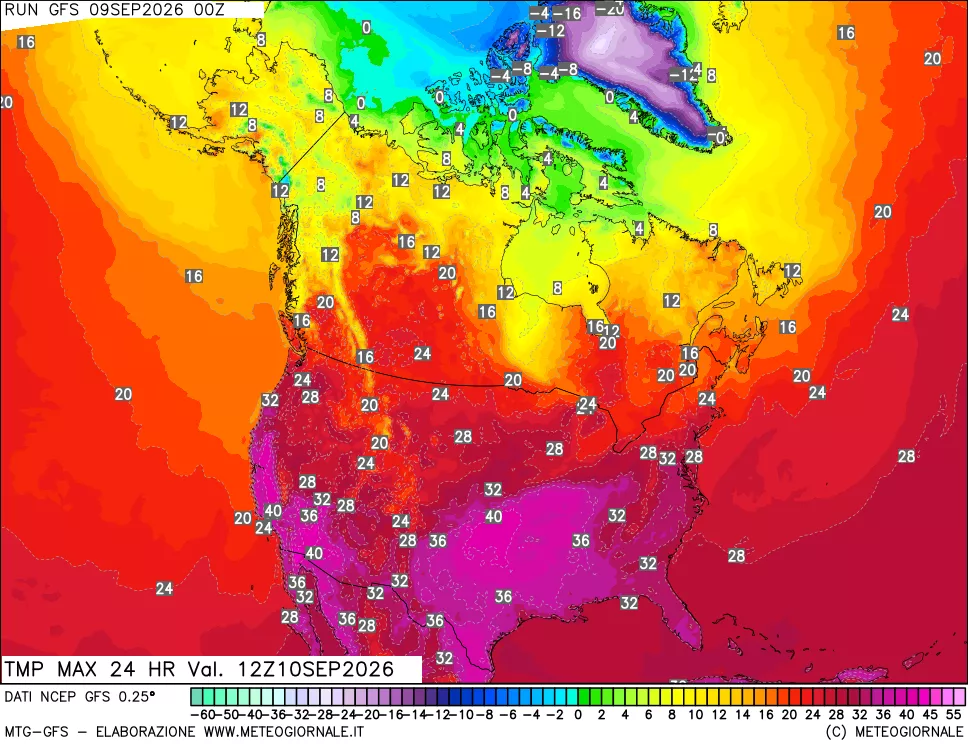 mappa Temperatura massima 24 ore