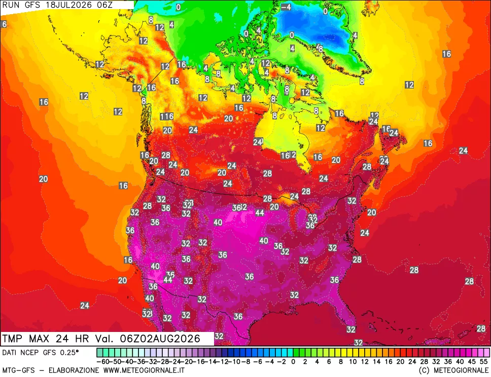 mappa Temperatura massima 24 ore