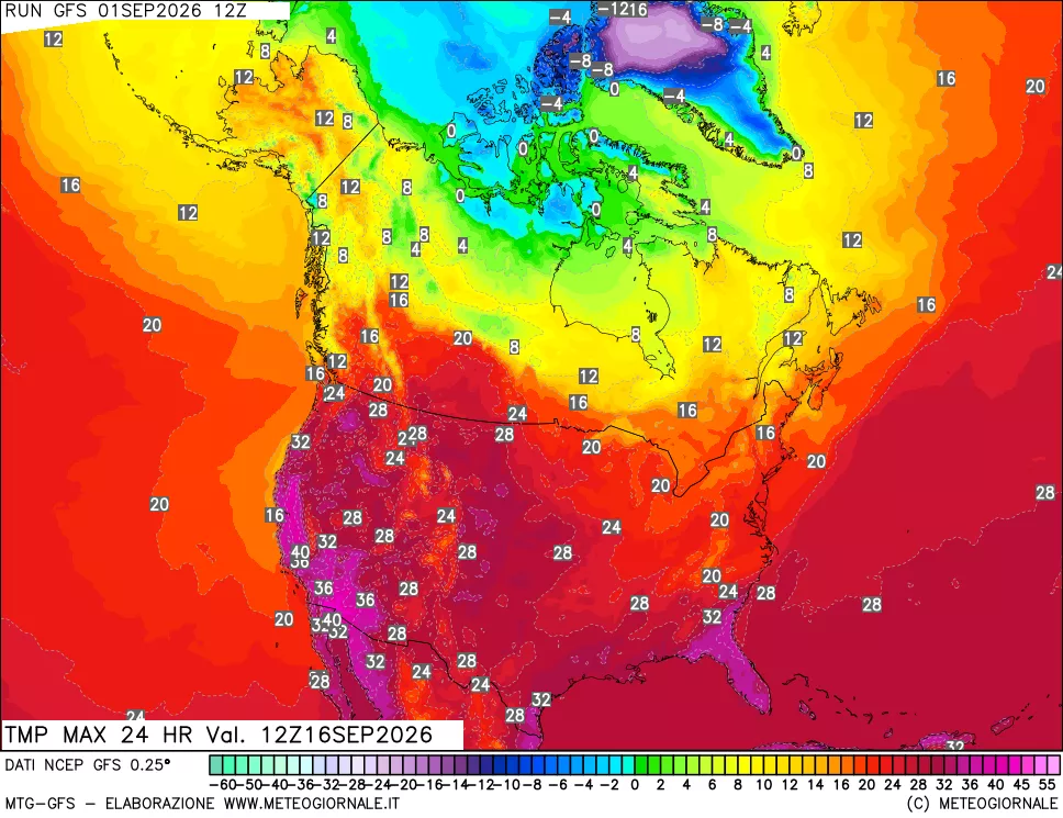 mappa Temperatura massima 24 ore