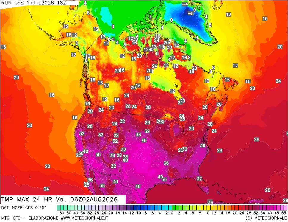 mappa Temperatura massima 24 ore
