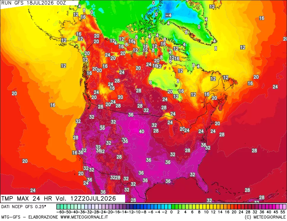mappa Temperatura massima 24 ore