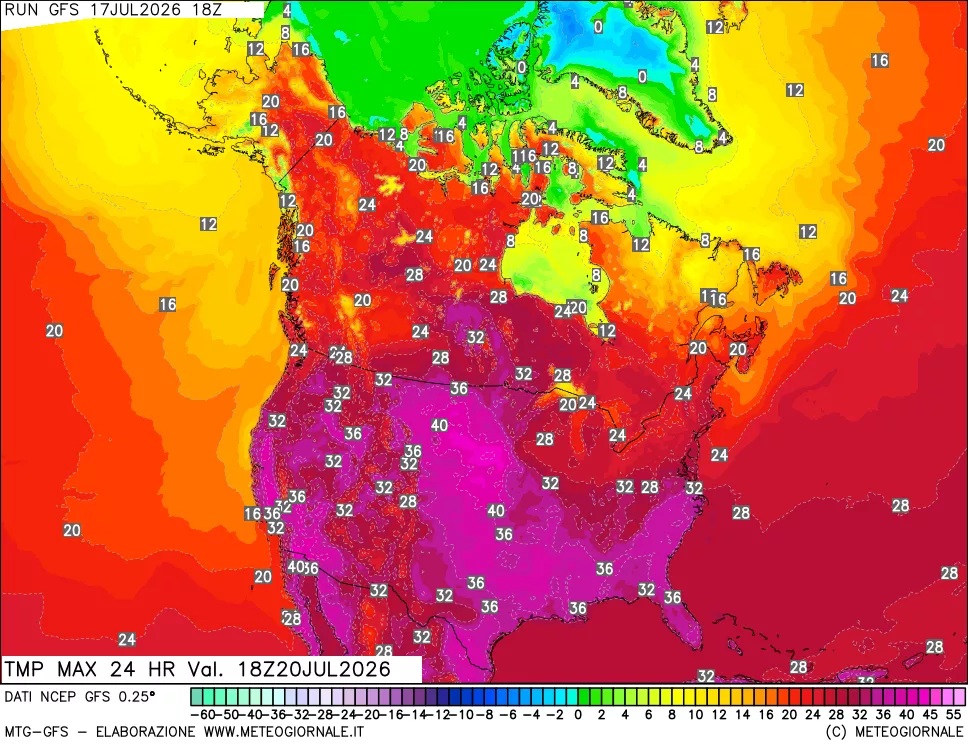 mappa Temperatura massima 24 ore