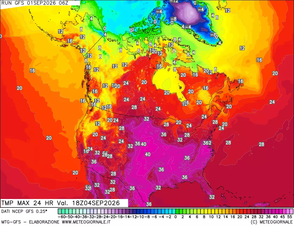 mappa Temperatura massima 24 ore