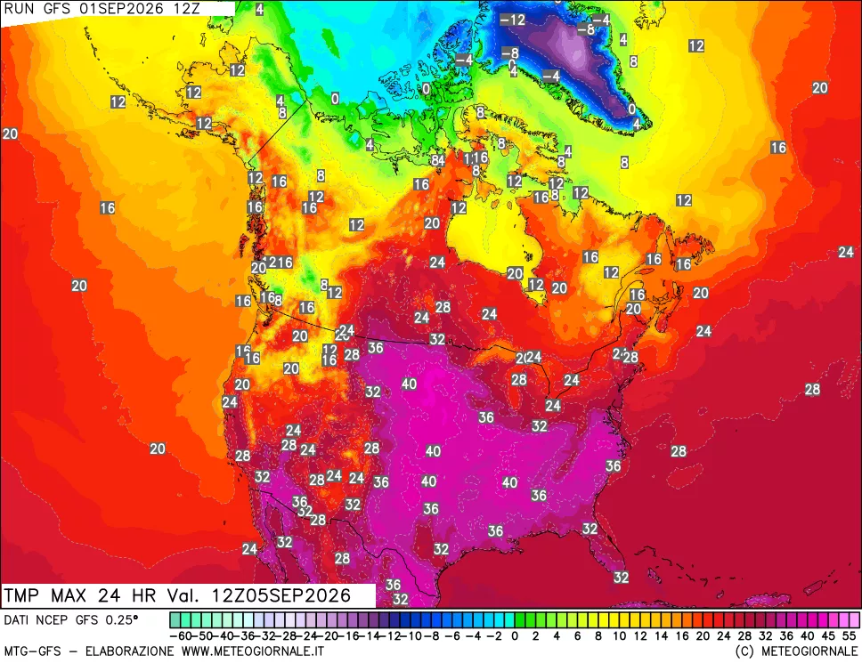 mappa Temperatura massima 24 ore