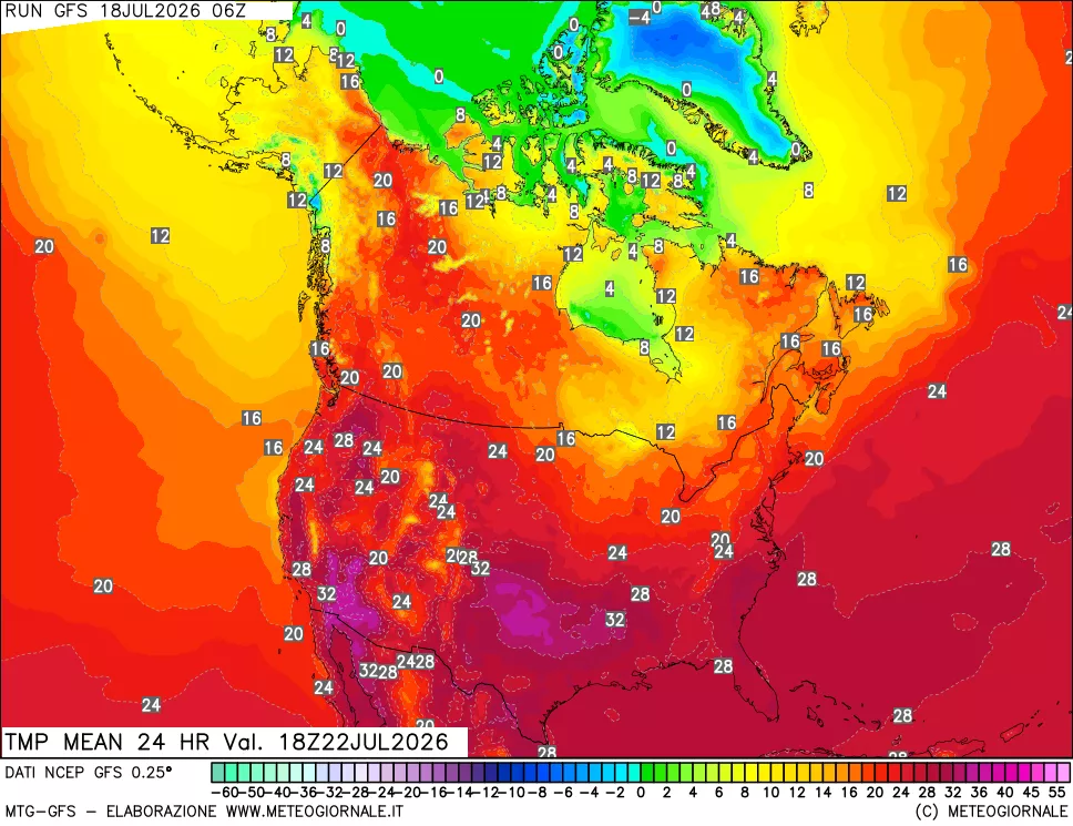 mappa Temperatura media 24 ore