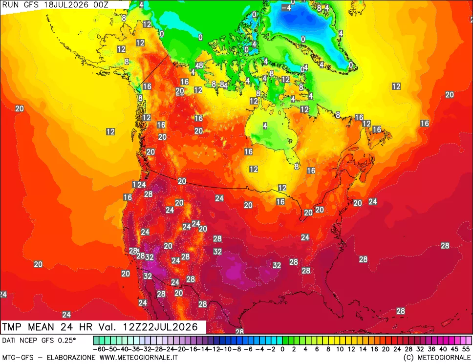 mappa Temperatura media 24 ore