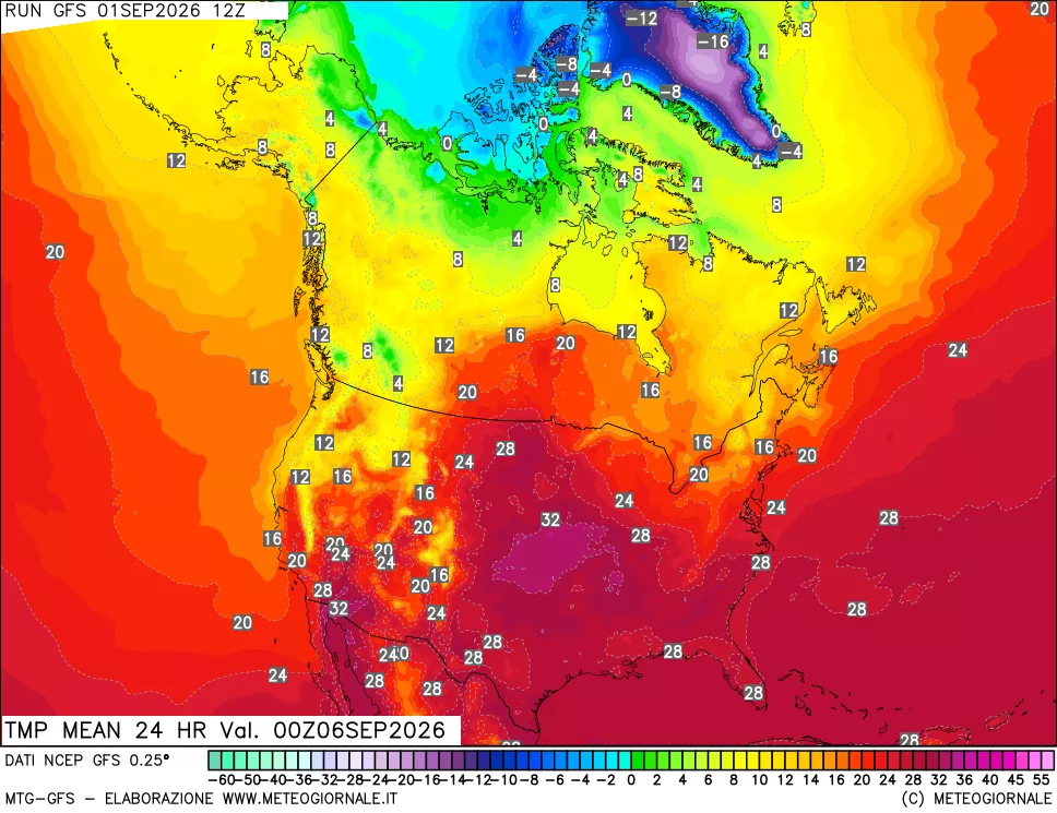 mappa Temperatura media 24 ore
