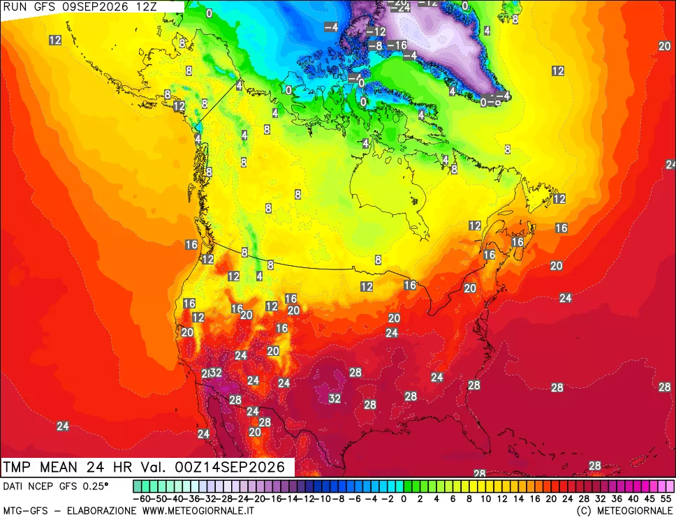 mappa Temperatura media 24 ore