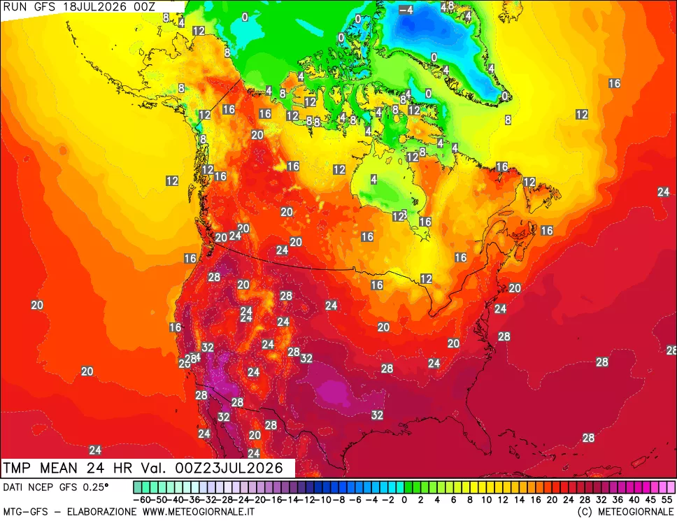 mappa Temperatura media 24 ore