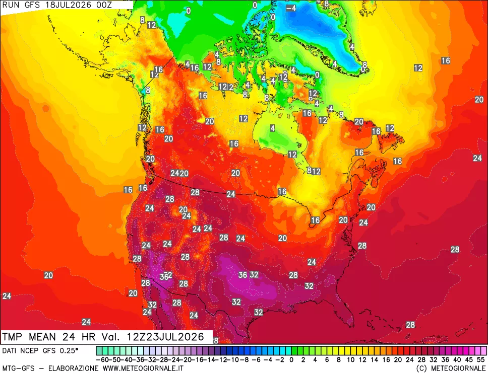 mappa Temperatura media 24 ore