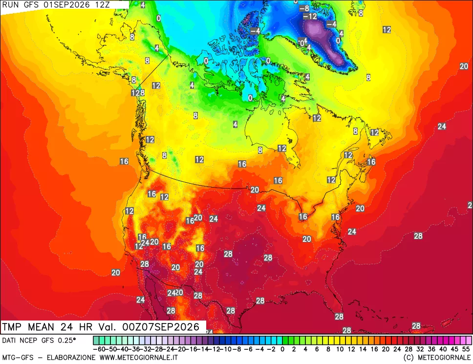 mappa Temperatura media 24 ore