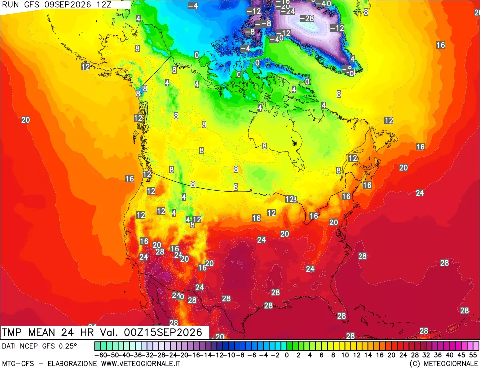 mappa Temperatura media 24 ore