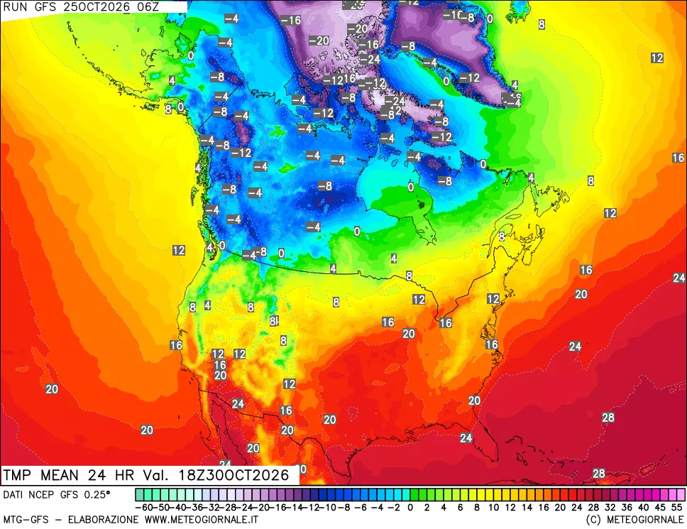 mappa Temperatura media 24 ore