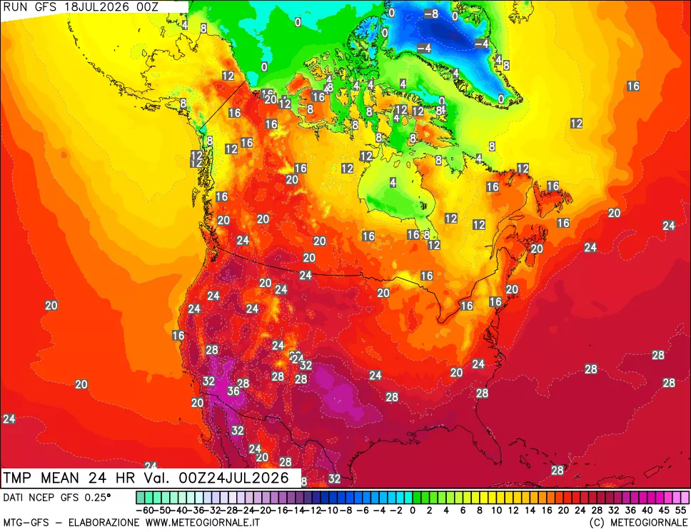 mappa Temperatura media 24 ore