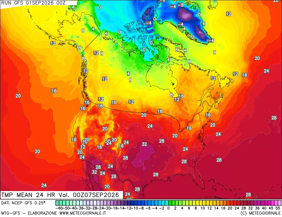 mappa Temperatura media 24 ore
