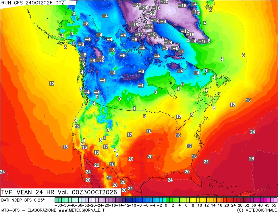 mappa Temperatura media 24 ore