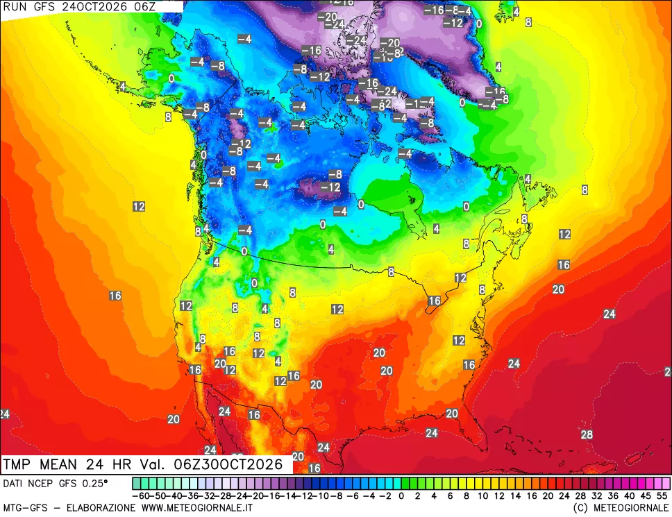 mappa Temperatura media 24 ore