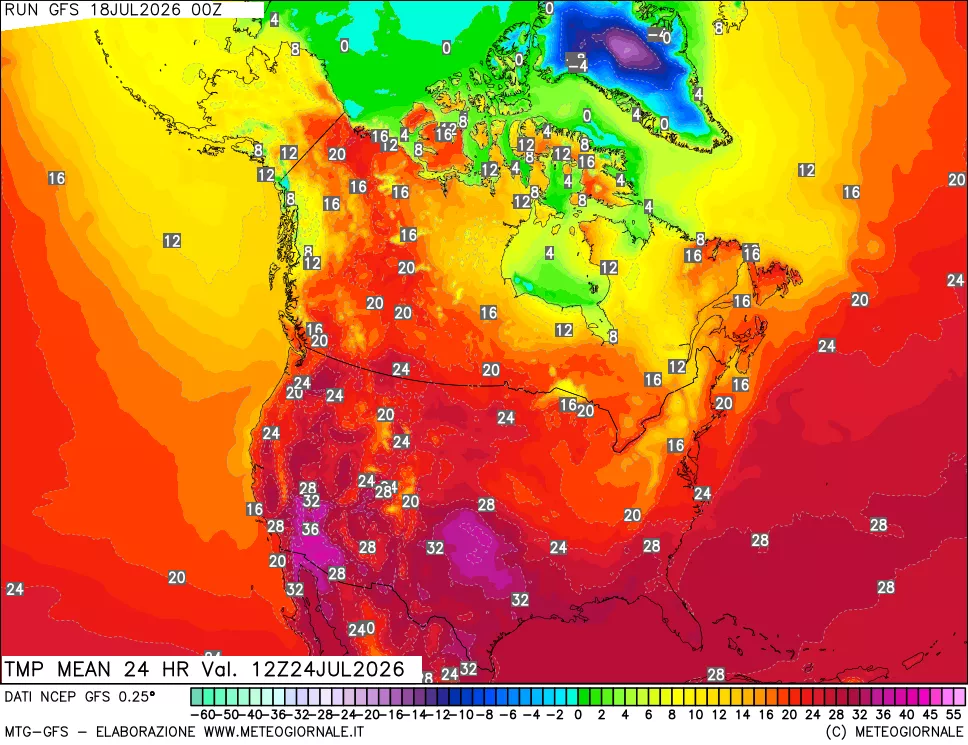 mappa Temperatura media 24 ore