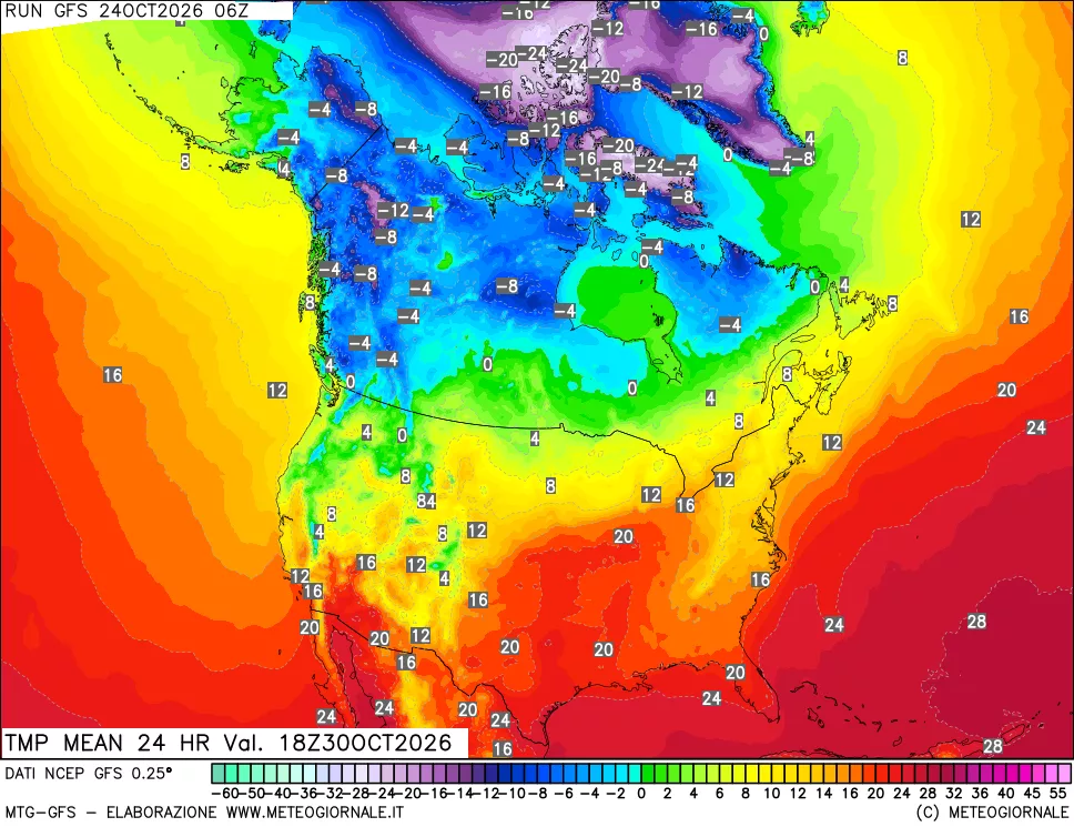 mappa Temperatura media 24 ore
