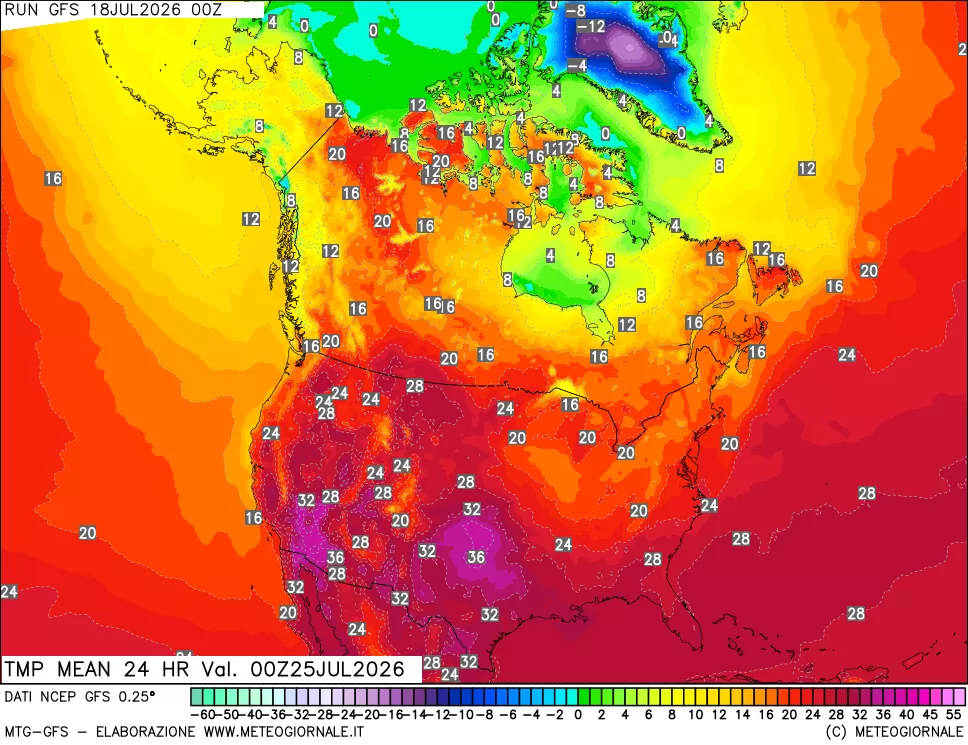 mappa Temperatura media 24 ore