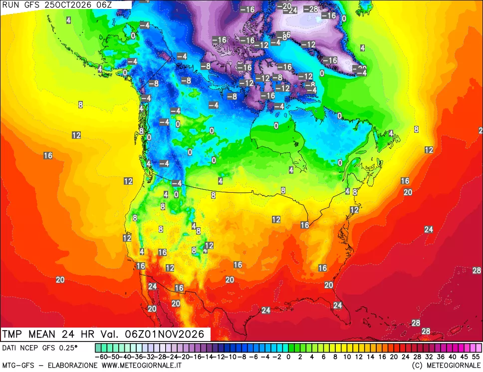 mappa Temperatura media 24 ore