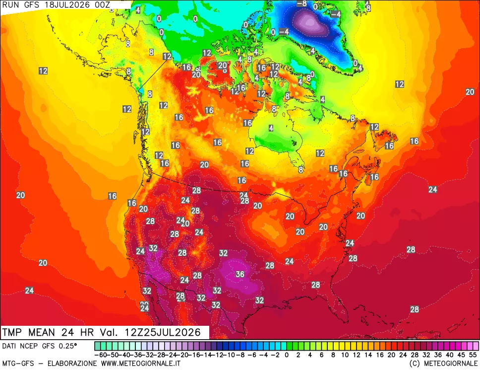 mappa Temperatura media 24 ore