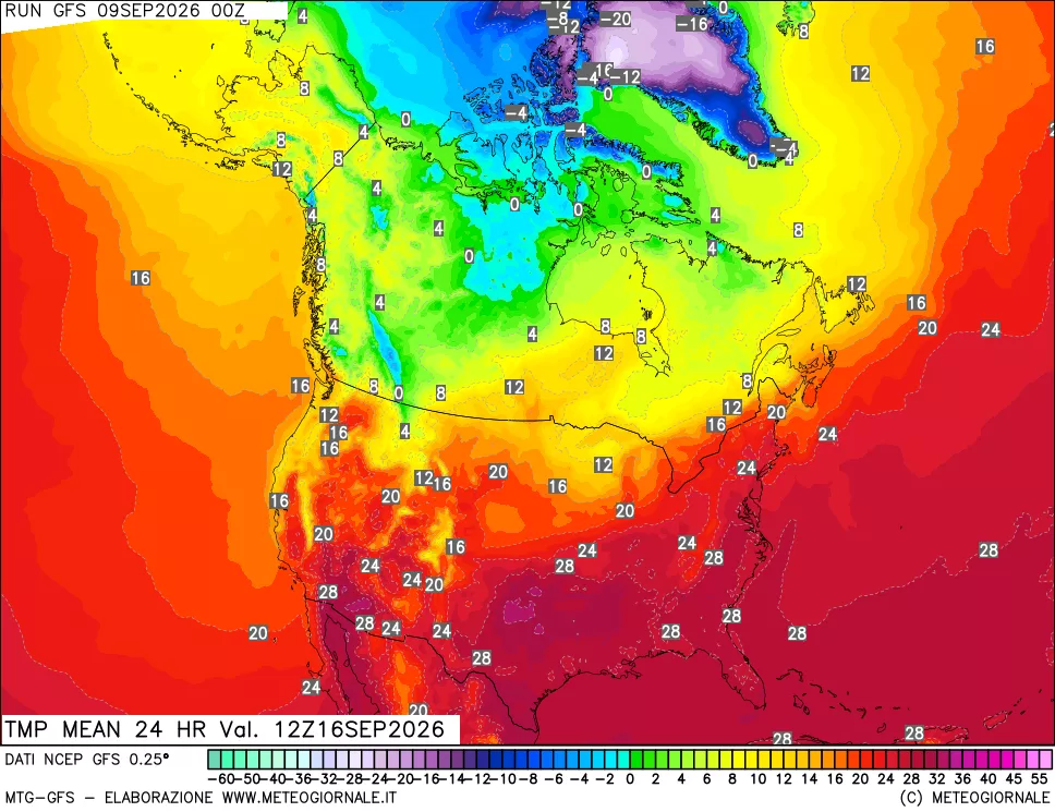 mappa Temperatura media 24 ore