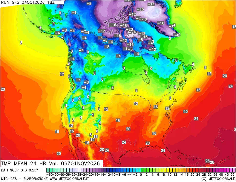 mappa Temperatura media 24 ore
