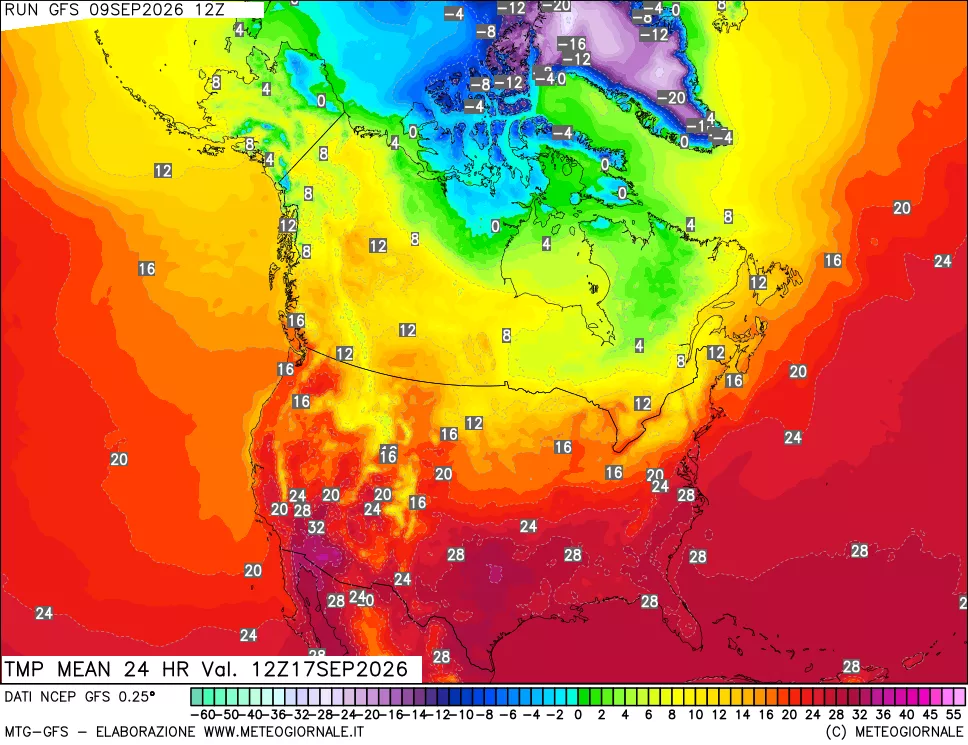 mappa Temperatura media 24 ore