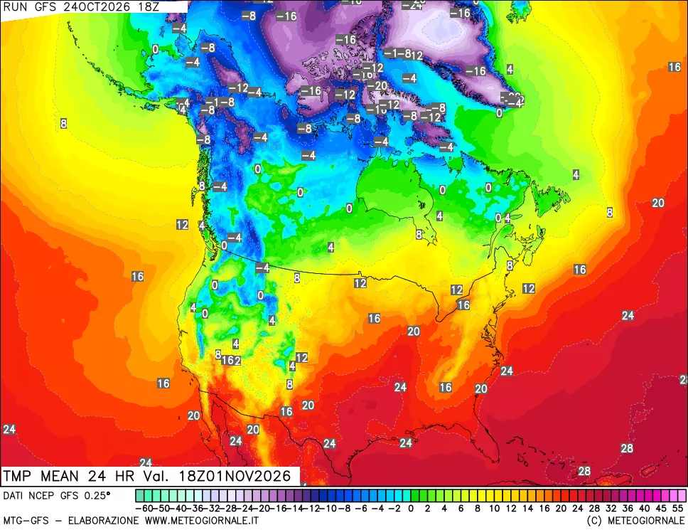 mappa Temperatura media 24 ore