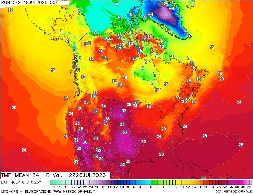 mappa Temperatura media 24 ore