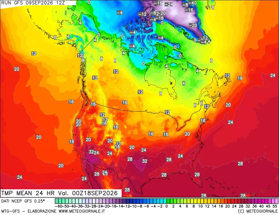 mappa Temperatura media 24 ore