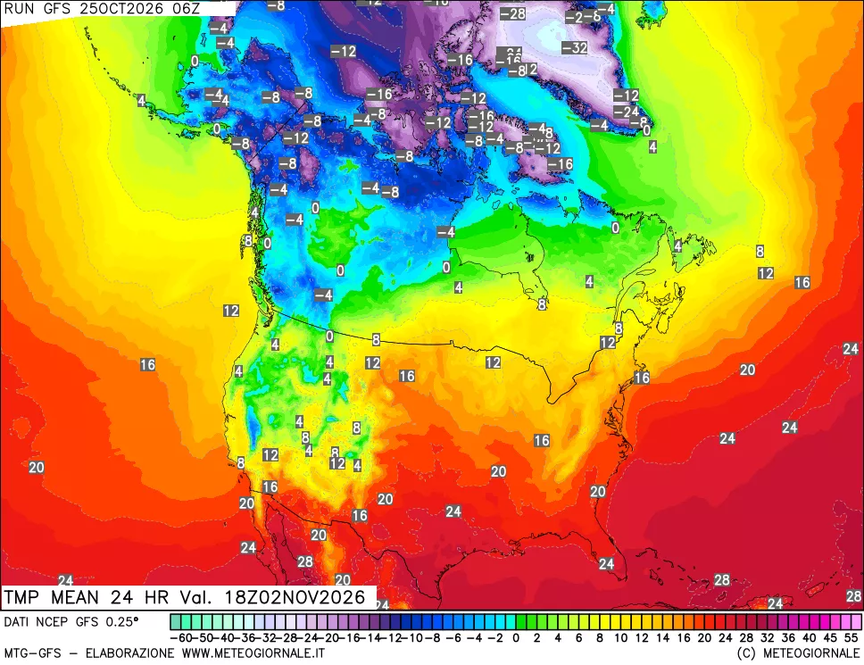 mappa Temperatura media 24 ore