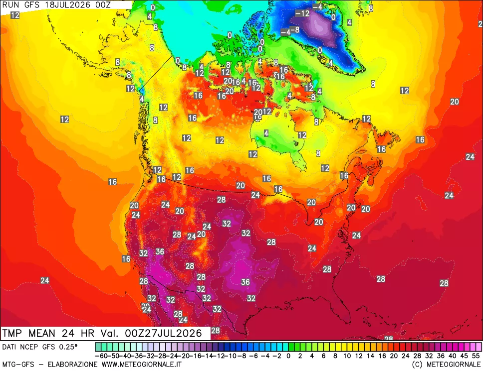 mappa Temperatura media 24 ore