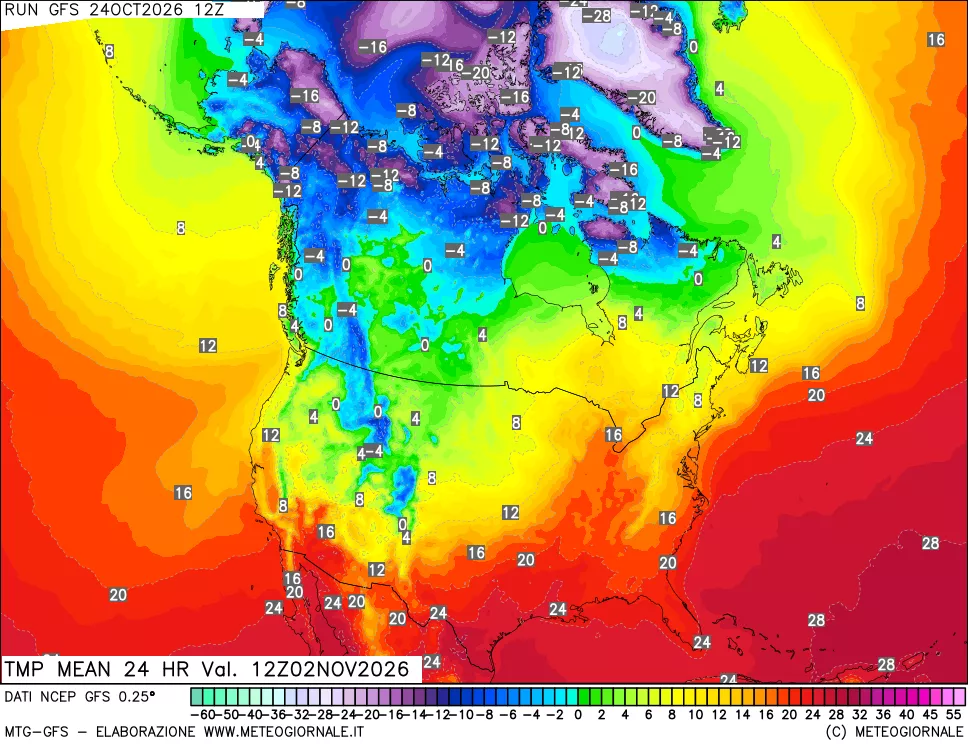 mappa Temperatura media 24 ore